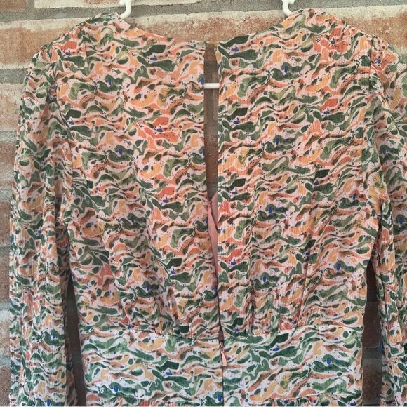 Scotch & Soda Pastel Print Dress Women’s Small Balloon Sleeve Keyhole Back - Picture 8 of 9